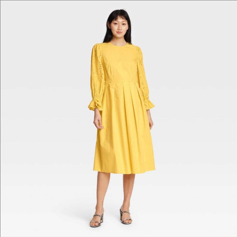 Balloon Long-Sleeve A-Line Dress